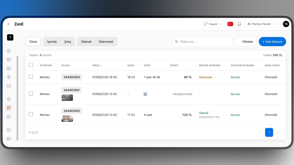 Упростите управление парковкой со страницей сеансов Visiosoft