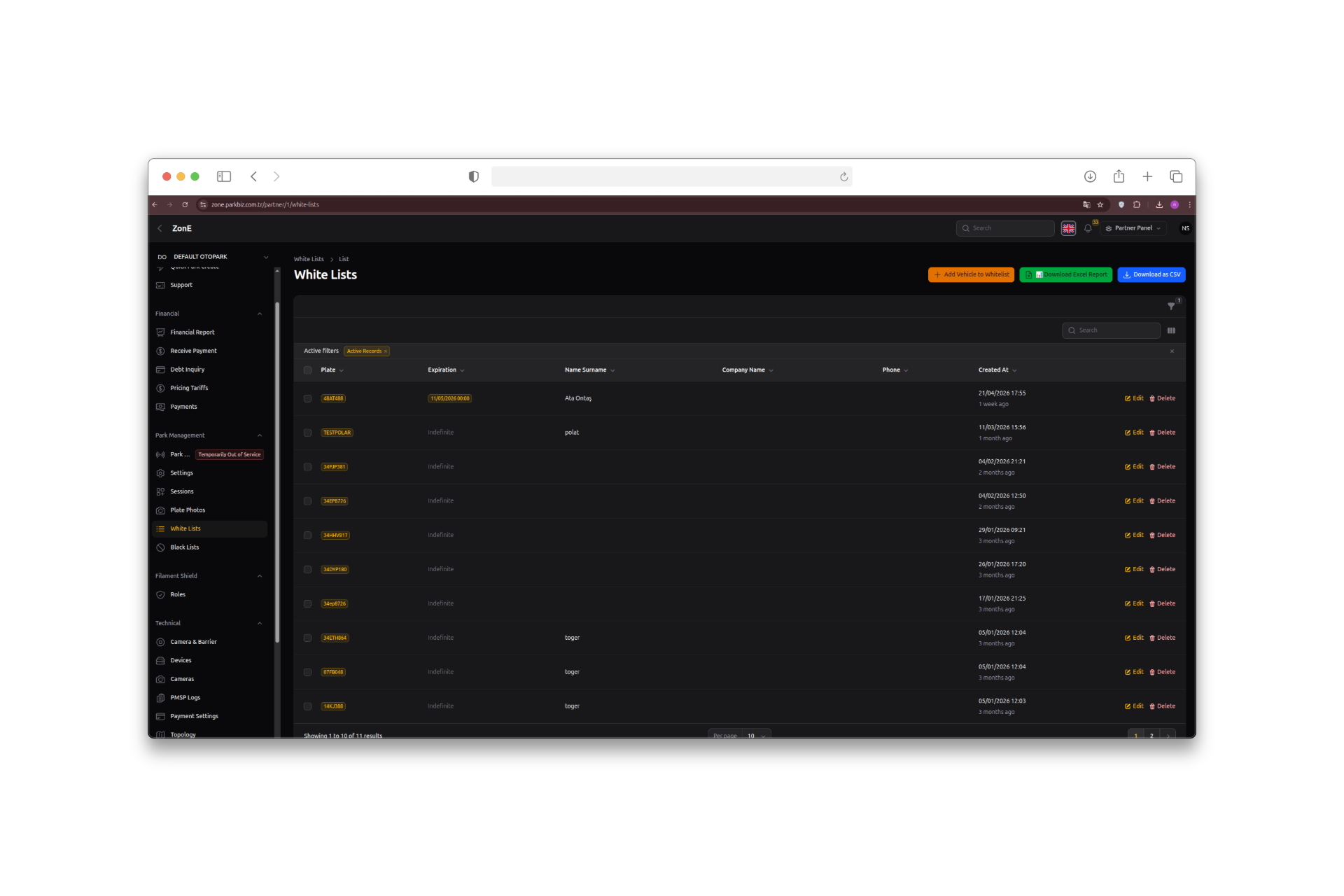 Easy and Practical Parking Management with a Whitelist